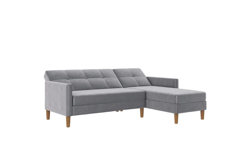 Chaiselong Lilly Lys Grå, Velour - Lys Grå, Velour - Møbler - Sofaer - Sofa med chaiselong