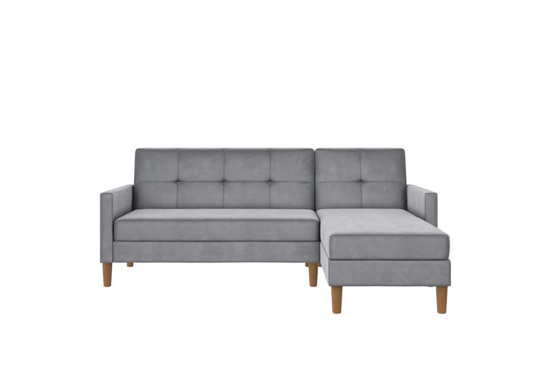 Chaiselong Lilly Lys Grå, Velour - Lys Grå, Velour - Møbler - Sofaer - Sofa med chaiselong