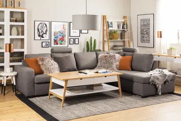 Crazy Limited Edition 4-personers Højrevendt L-formet Chaiselongsofa i Stof - Grå - Møbler - Sofaer - Sofa med chaiselong - 4 personers sofa med chaiselong