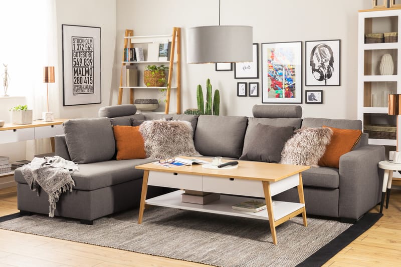 Crazy Limited Edition 4-personers Venstrevendt L-formet Dyb Chaiselongsofa i Stof - Grå - Møbler - Sofaer - Sofa med chaiselong
