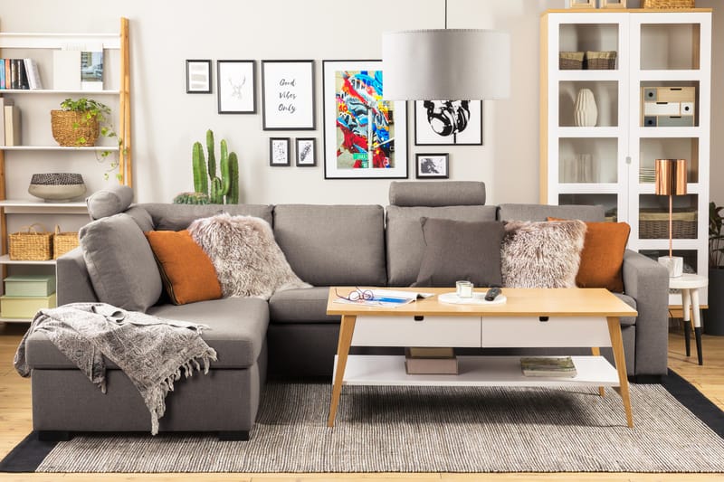 Crazy Limited Edition 4-personers Venstrevendt L-formet Dyb Chaiselongsofa i Stof - Grå - Møbler - Sofaer - Sofa med chaiselong