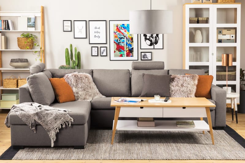 Crazy Limited Edition 4-personers Venstrevendt L-formet Dyb Chaiselongsofa i Stof - Grå - Møbler - Sofaer - Sofa med chaiselong - 4 personers sofa med chaiselong