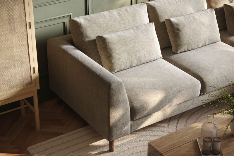 Florenz 3-personers Højrevendt L-formet Chaiselongsofa i Chenille - Grå/Beige - Møbler - Sofaer - Sofa med chaiselong - 3 personers sofa med chaiselong