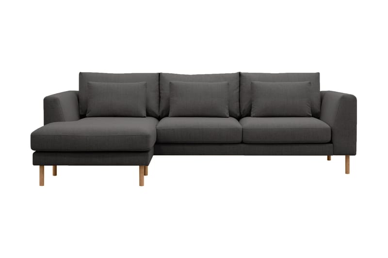 Florenz 3-personers Venstrevendt L-formet Chaiselongsofa i Stof, Mørkegrå