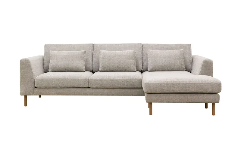 Florenz 3-personers Højrevendt L-formet Chaiselongsofa i Chenille, Grå/Beige