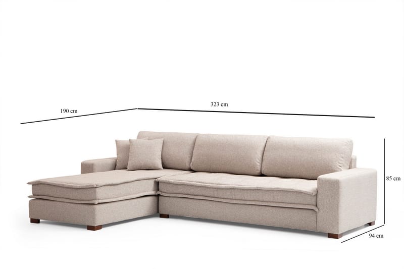 Gladfield Chaiselongsofa 3-personers - Beige - Møbler - Sofaer - Sofa med chaiselong - 3 personers sofa med chaiselong