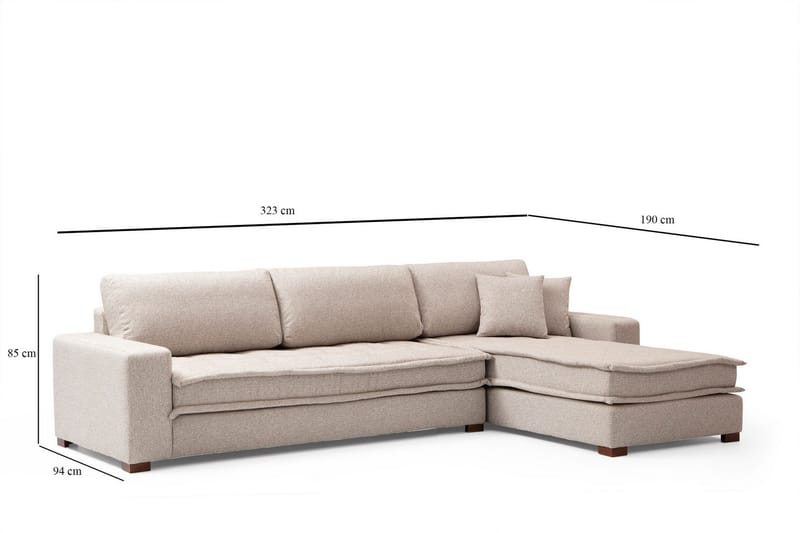 Gladfield Chaiselongsofa 3-personers - Beige - Møbler - Sofaer - Sofa med chaiselong - 3 personers sofa med chaiselong
