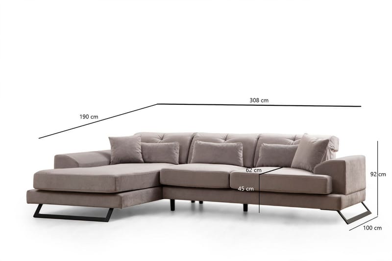 Jaraad Chaiselongsofa 3-personers - Grå - Møbler - Sofaer - Sofa med chaiselong - 3 personers sofa med chaiselong