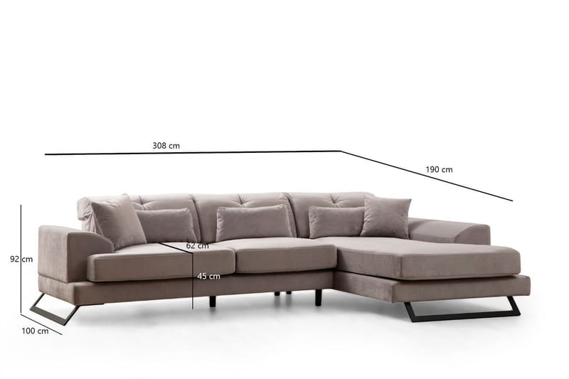 Jaraad Chaiselongsofa 3-personers - Grå - Møbler - Sofaer - Sofa med chaiselong - 3 personers sofa med chaiselong