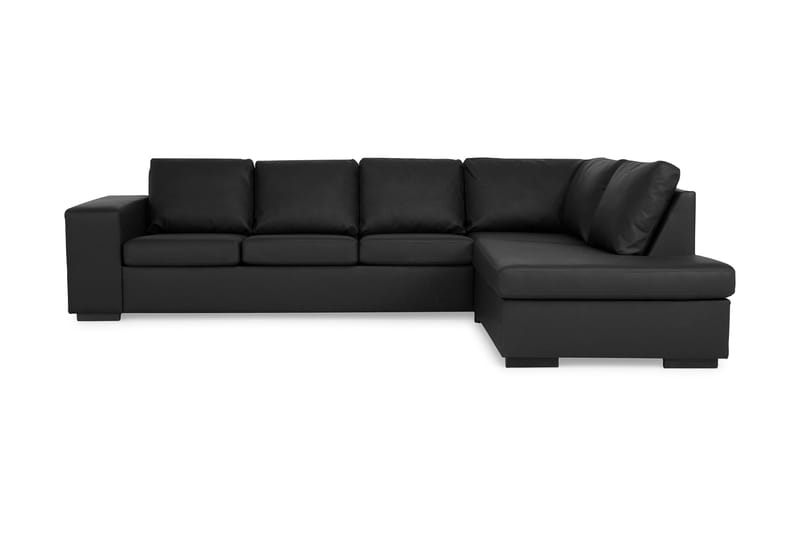 Memphis 3-Personer med Chaiselong Large Højre Kunstlæder - Sort - Sofa med chaiselong - Lædersofaer - 3 personers sofa med chaiselong