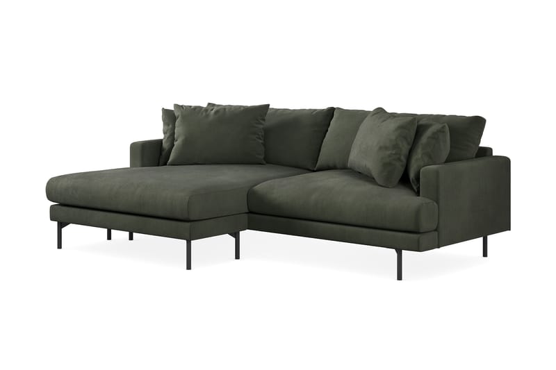 Menard 3-pers Chaiselongsofa - Mørkegrøn - Sofa med chaiselong - 3 personers sofa med chaiselong