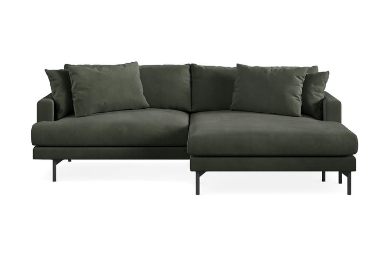 Menard 3-pers Chaiselongsofa - Mørkegrøn - Sofa med chaiselong - Lædersofaer - 2-personer sofa med chaiselong - 3 personers sofa med chaiselong - 4 personers sofa med chaiselong - Velour sofaer