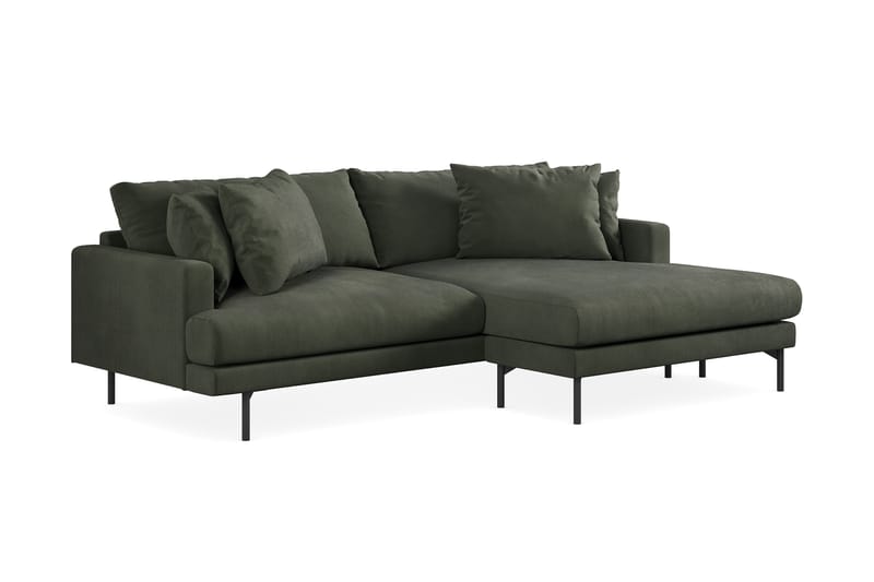 Menard 3-pers Chaiselongsofa - Mørkegrøn - Sofa med chaiselong - 3 personers sofa med chaiselong