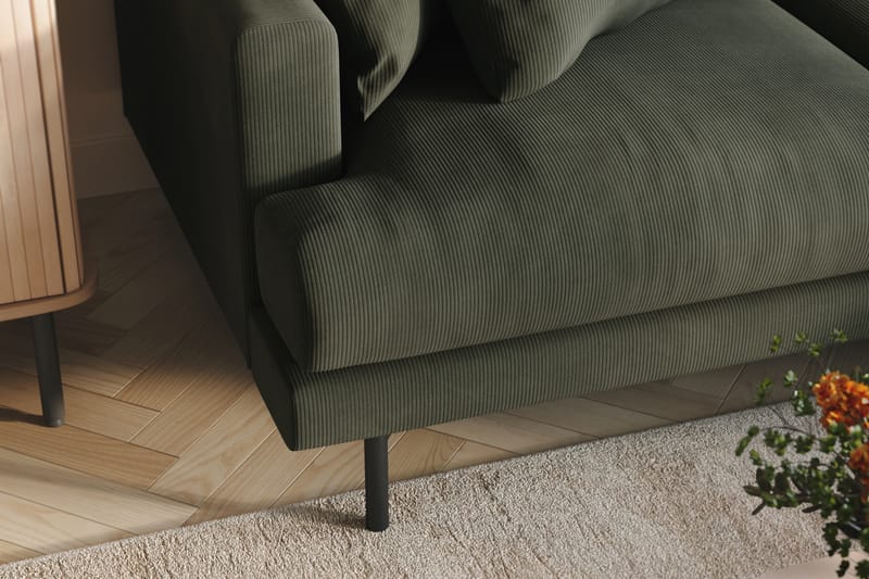 Menard 3-pers Chaiselongsofa - Mørkegrøn - Sofa med chaiselong - 3 personers sofa med chaiselong