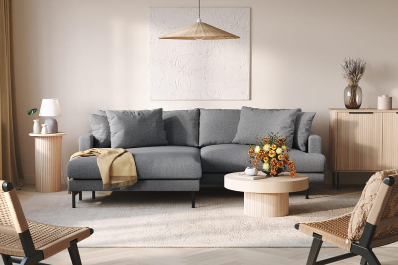 Menard 4-personers Venstrevendt L-formet Chaiselongsofa i Stof - Mørkegrå - Møbler - Sofaer - Sofa med chaiselong - 4 personers sofa med chaiselong