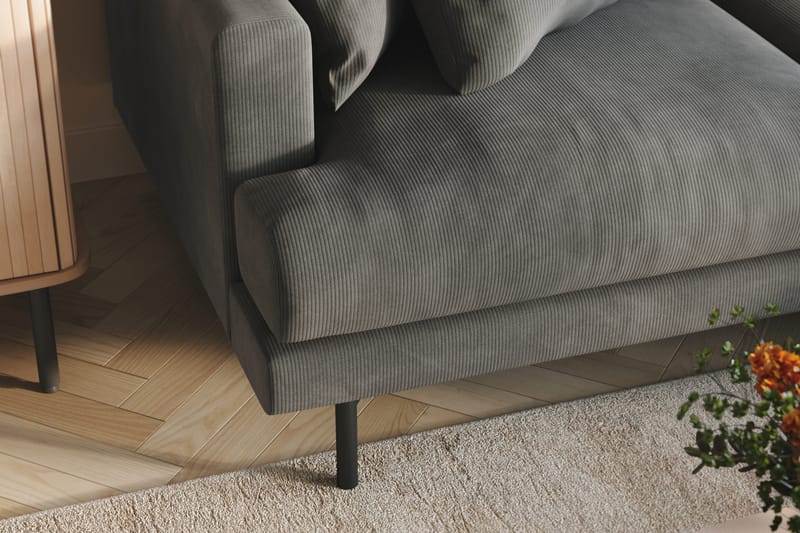 Menard 4-personers Højrevendt L-formet Divansofa i Manchester - Grå - Møbler - Sofaer - Sofa med chaiselong - 4 personers sofa med chaiselong