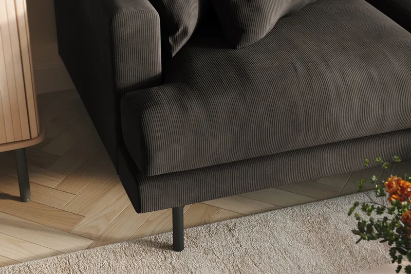 Menard 4-personers Højrevendt L-formet Divansofa i Manchester - Mørkegrå - Møbler - Sofaer - Sofa med chaiselong - 4 personers sofa med chaiselong