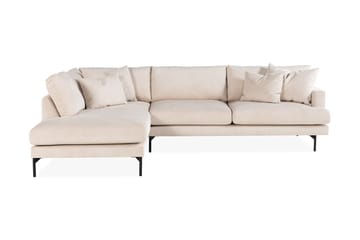 Menard 4-personers Venstrevendt L-formet Chaiselongsofa + Fodskammel i Manchester - Beige - Møbler - Sofaer - Sofa med chaiselong - 3 personers sofa med chaiselong