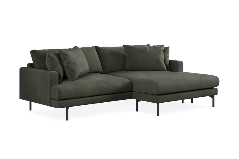 Menard 4-personers Højrevendt L-formet Divansofa i Manchester - Mørkegrøn - Møbler - Sofaer - Sofa med chaiselong - 4 personers sofa med chaiselong