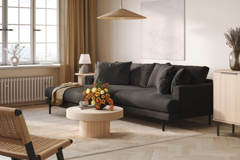 Menard 4-personers Venstrevendt L-formet Divansofa i Manchester - Mørkegrå - Møbler - Sofaer - Sofa med chaiselong - 4 personers sofa med chaiselong