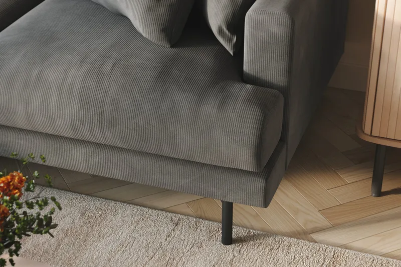 Menard 4-personers Venstrevendt L-formet Divansofa i Manchester - Grå - Møbler - Sofaer - Sofa med chaiselong - 4 personers sofa med chaiselong