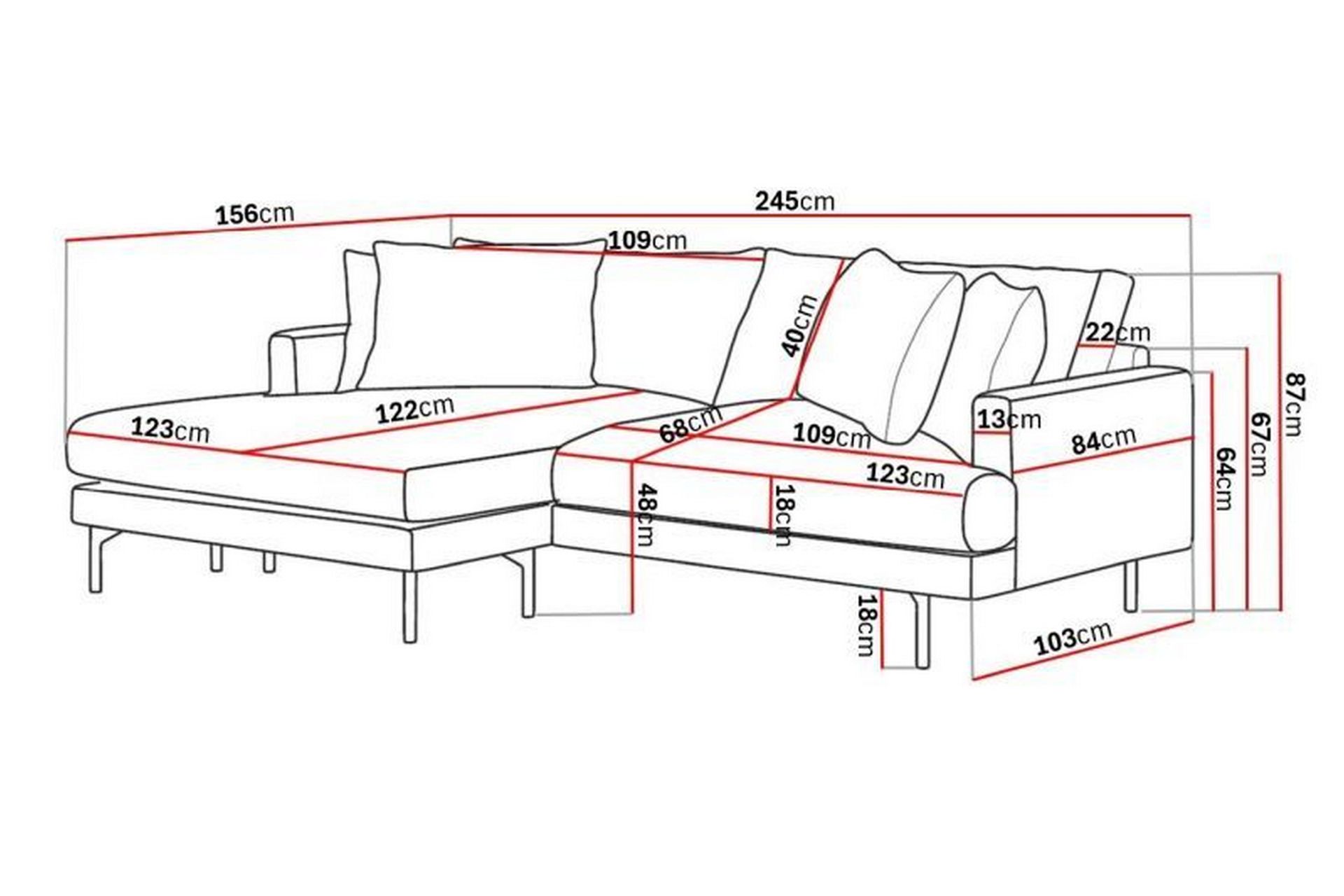 Menard 4-personers Venstrevendt L-formet Divansofa i Manchester - Beige - Møbler - Sofaer - Sofa med chaiselong