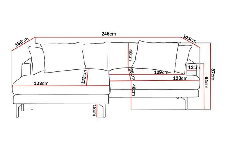 Menard 4-personers Venstrevendt L-formet Divansofa i Stof - Grå - Møbler - Sofaer - Sofa med chaiselong