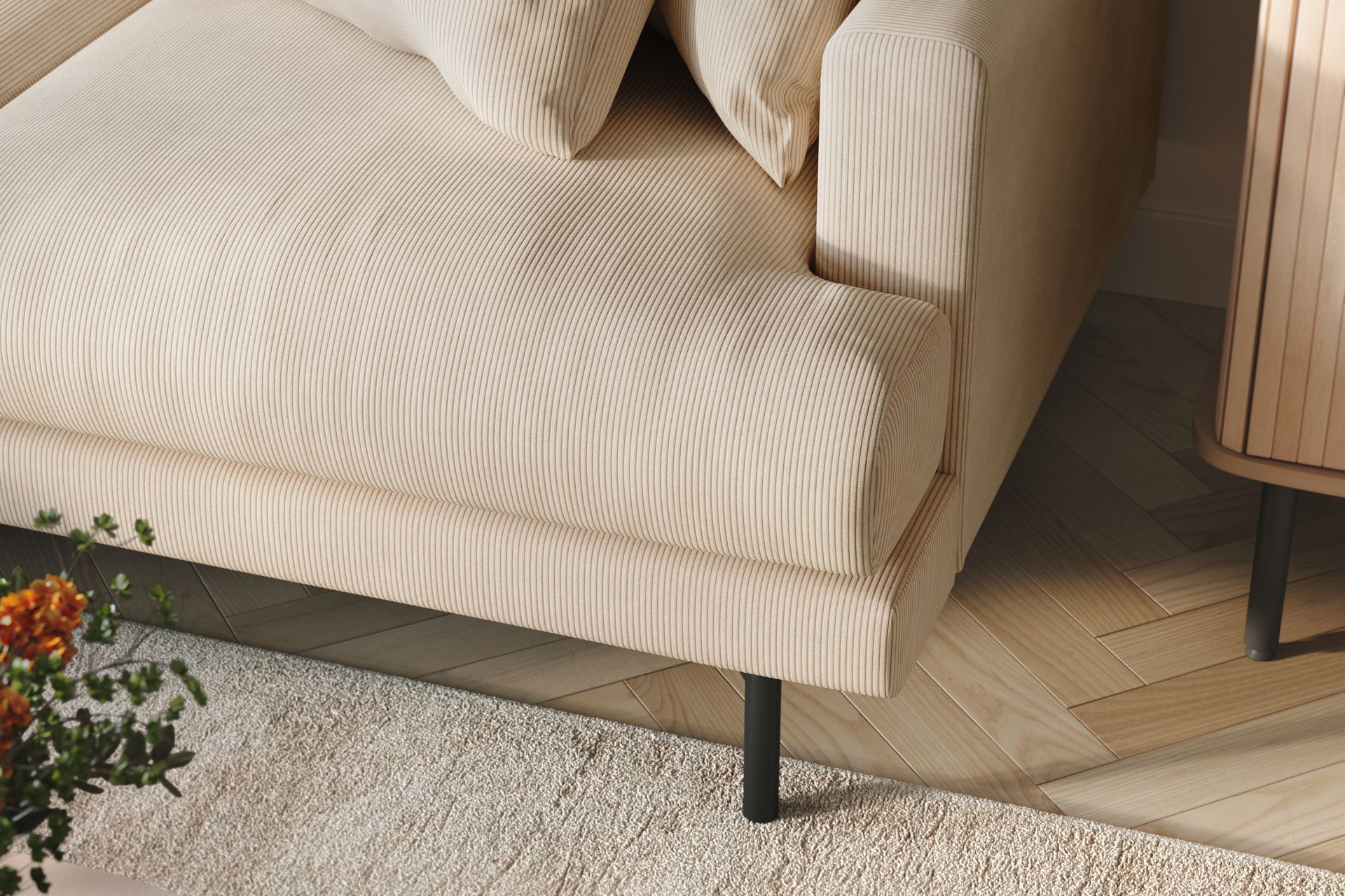 Menard 4-personers Venstrevendt L-formet Divansofa i Manchester - Beige - Møbler - Sofaer - Sofa med chaiselong