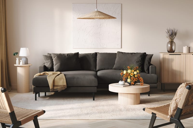 Menard 4-personers Venstrevendt L-formet Divansofa i Manchester - Mørkegrå - Møbler - Sofaer - Sofa med chaiselong - 4 personers sofa med chaiselong