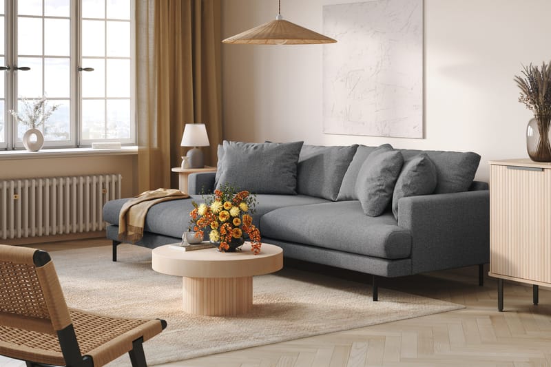 Menard 4-personers Venstrevendt L-formet Chaiselongsofa i Stof - Mørkegrå - Møbler - Sofaer - Sofa med chaiselong - 4 personers sofa med chaiselong