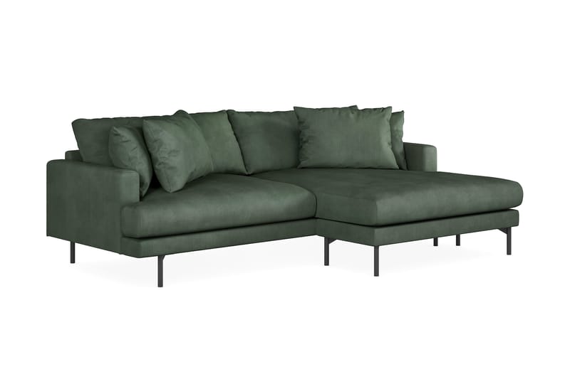 Menard 4-personers Højrevendt L-formet Divansofa i Manchester - Grøn - Møbler - Sofaer - Sofa med chaiselong - 4 personers sofa med chaiselong