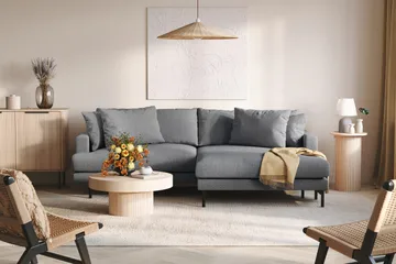 Menard 4-personers Højrevendt L-formet Divansofa i Stof - Mørkegrå - Møbler - Sofaer - Sofa med chaiselong - 4 personers sofa med chaiselong