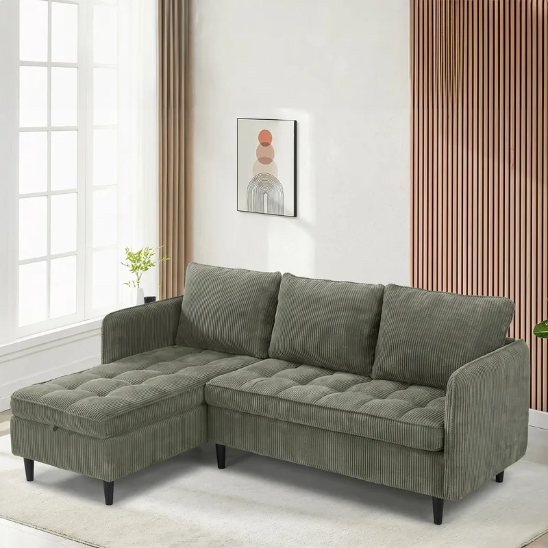 3-personers sofa Loft24 Lindhus - Grøn - Møbler - Sofaer - Sofa med chaiselong