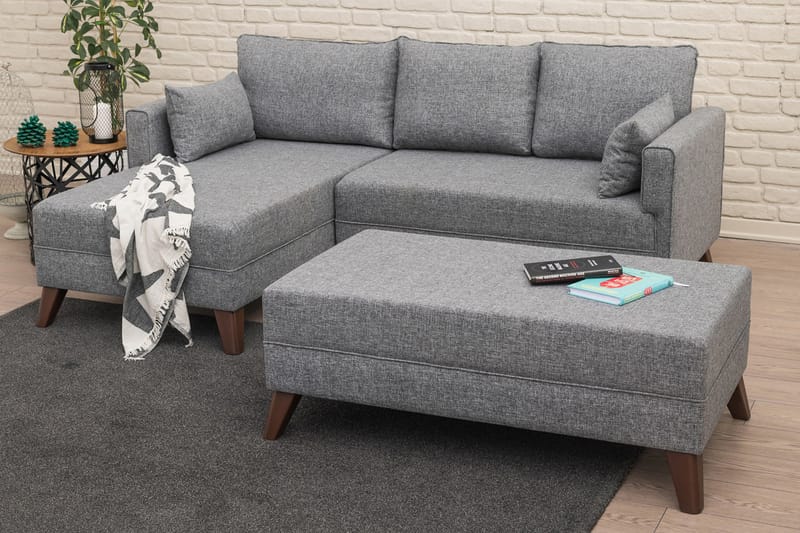 Antigua Divansovesofa til venstre - Grå - Møbler - Sofaer - Sofa med chaiselong - 4 personers sofa med chaiselong