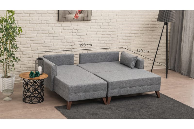 Antigua Divansovesofa til venstre - Grå - Møbler - Sofaer - Sofa med chaiselong - 4 personers sofa med chaiselong