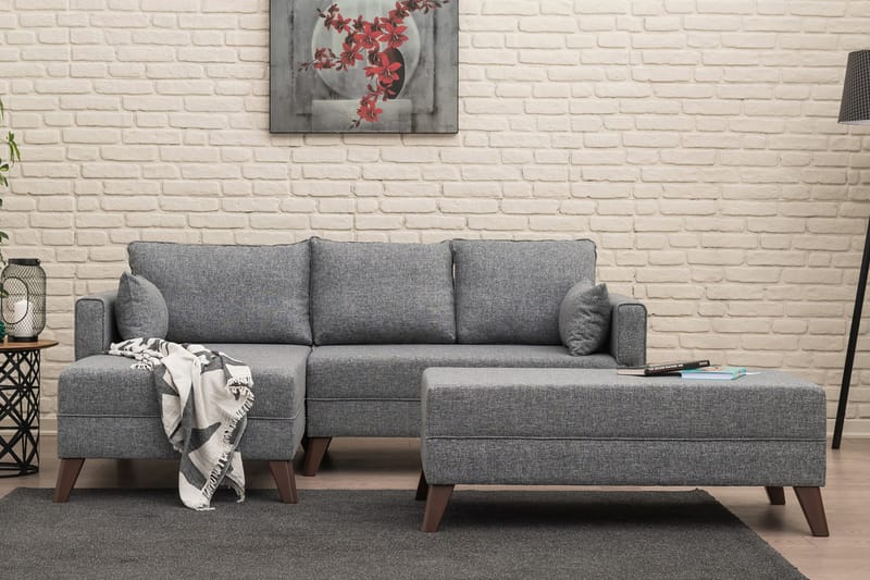 Antigua Divansovesofa til venstre - Grå - Møbler - Sofaer - Sofa med chaiselong - 4 personers sofa med chaiselong