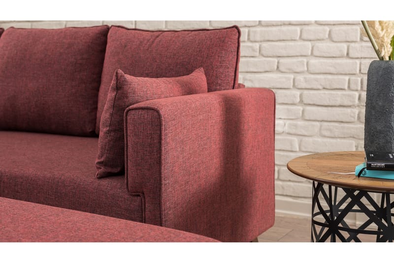 Antigua Divansovesofa til venstre - Rød - Møbler - Sofaer - Sofa med chaiselong - 4 personers sofa med chaiselong