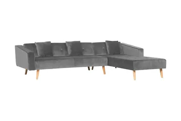 Arrika hjørnesofa venstre velour - Grå - Møbler - Sofaer - Sovesofaer - Sovesofa chaiselong