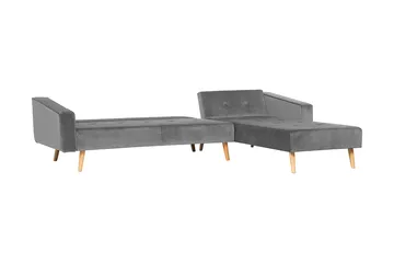 Arrika hjørnesofa venstre velour - Grå - Møbler - Sofaer - Sovesofaer - Sovesofa chaiselong