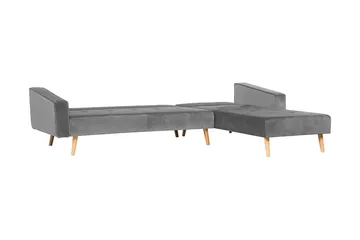 Arrika hjørnesofa venstre velour - Grå - Møbler - Sofaer - Sovesofaer - Sovesofa chaiselong