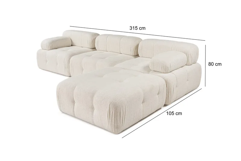 Belgin Boblet Divansofa 3-personers 315 cm bred - Møbler - Sofaer - Modulsofaer - Komplet modulsofa