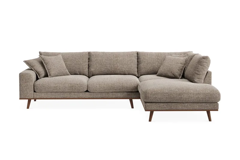 Copenhagen Premium 4-seters Høyrevendt L-formet Dyp Sjeselongsofa i Chenille, Brun