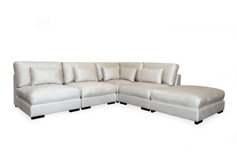 Dubai Chaiselongsofa Venstre Velour - Hvid - Møbler - Sofaer - Sofa med chaiselong - 4 personers sofa med chaiselong