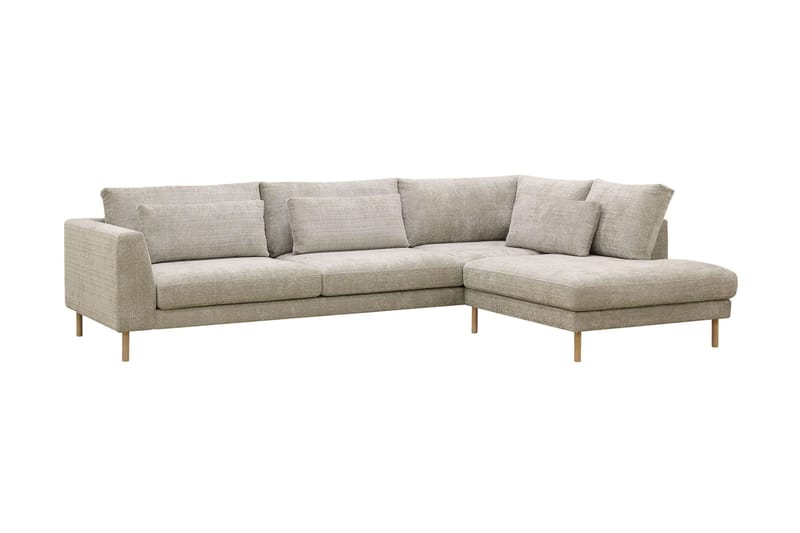 Florenz 4-personers Højrevendt L-formet Chaiselongsofa i Stof - Grå/Beige - Møbler - Sofaer - Sofa med chaiselong - 4 personers sofa med chaiselong