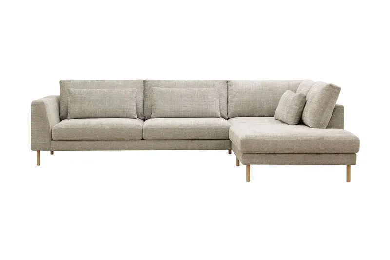 Florenz 4-personers Højrevendt L-formet Chaiselongsofa i Stof, Grå/Beige