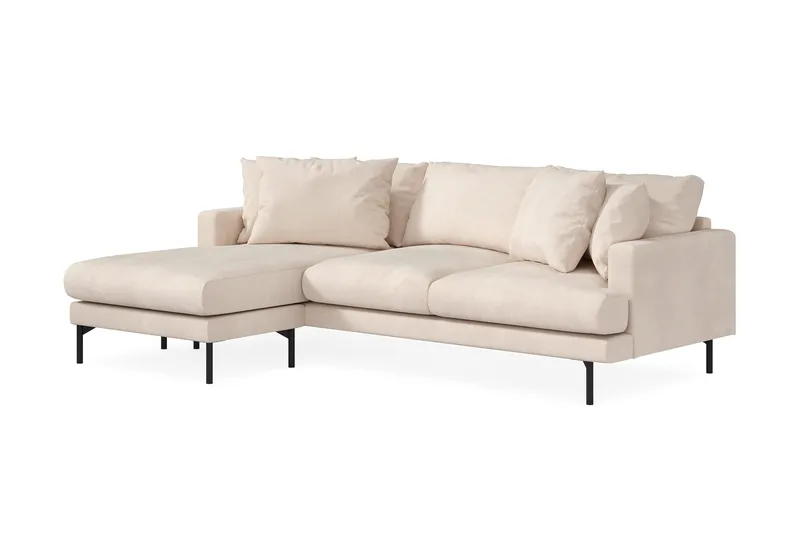 Menard 3-personers Venstrevendt Dyb L-formet Divansofa i Manchester - Beige - Møbler - Sofaer - Sofa med chaiselong - 3 personers sofa med chaiselong