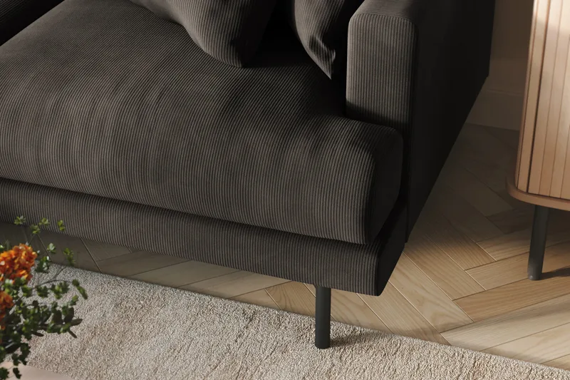 Menard 3-personers Venstrevendt L-formet Divansofa i Manchester - Mørkegrå - Møbler - Sofaer - Sofa med chaiselong - 3 personers sofa med chaiselong