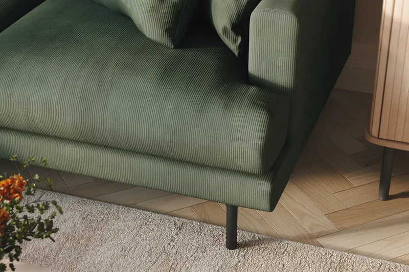 Menard 3-personers Venstrevendt L-formet Divansofa i Manchester - Grøn - Møbler - Sofaer - Sofa med chaiselong - 3 personers sofa med chaiselong