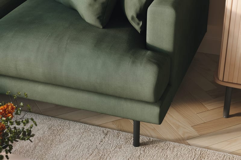 Menard 3-personers Venstrevendt L-formet Divansofa i Manchester - Grøn - Møbler - Sofaer - Sofa med chaiselong - 3 personers sofa med chaiselong