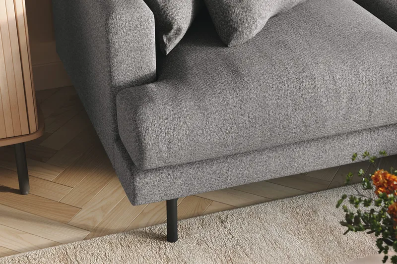 Menard 3-personers Venstrevendt L-formet Divansofa i Stof - Grå - Møbler - Sofaer - Sofa med chaiselong - 3 personers sofa med chaiselong